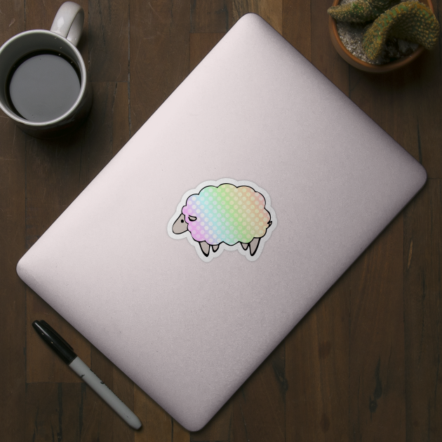 Pastel Rainbow Polkadot Sheep by tanyadraws